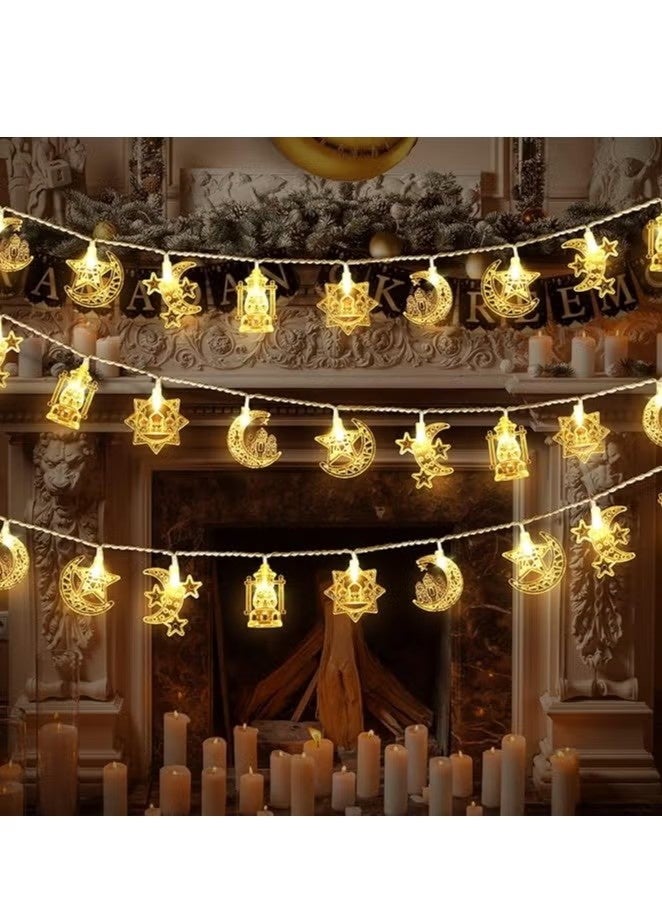 3 meters Moon Star Ramadan String Lights 20 LEDs, USB Operated Eid Mubarak Fairy Lights for Ramadan Decoration Eid Decorative Lights - Image 4